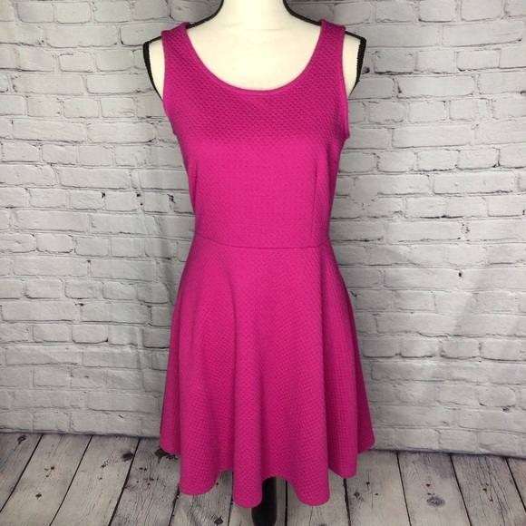 Old Navy Fuchsia Sleeveless Jacquard Fit & Flare Dress Medium Petite - Picture 1 of 16